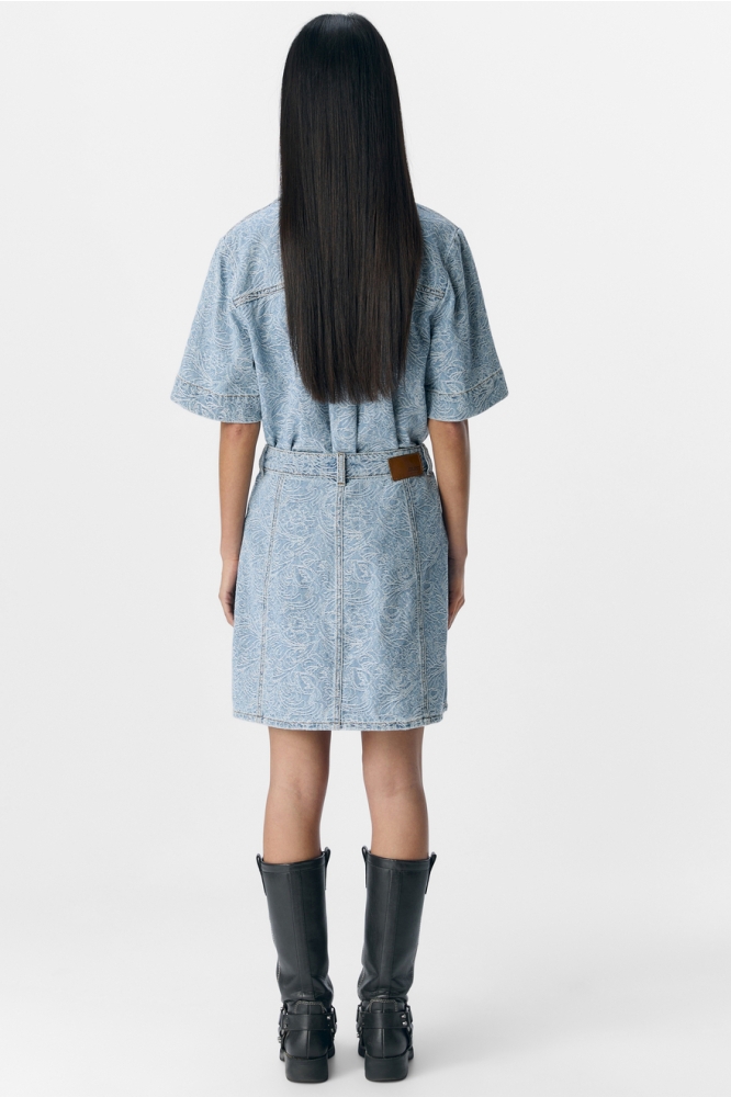 OBJMIRWA RE MW SHORT DNM SKIRT 138 23046422 LIGHT BLUE DENIM/PATTERN